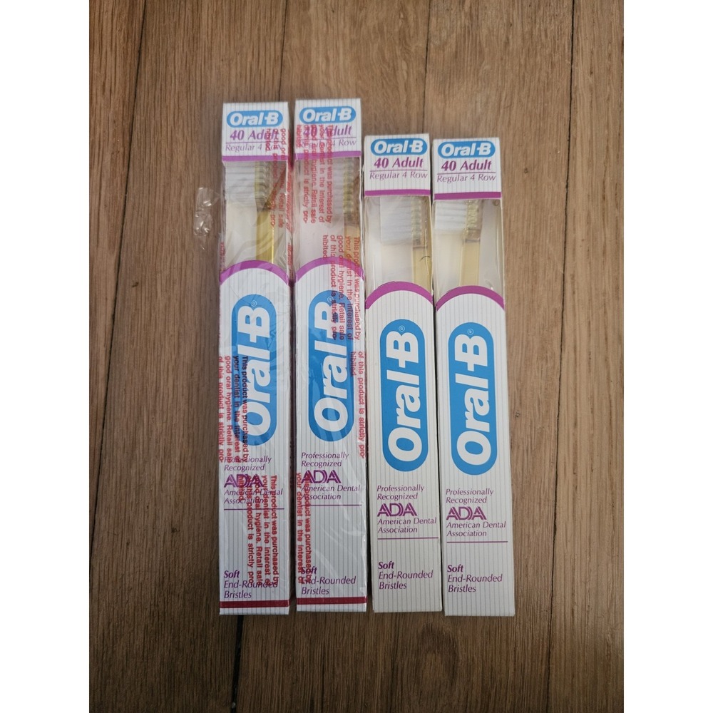 Vintage 1985 Oral B Toothbrushes 40 Adult 4 Row - Lot Of 4 - Yellow Toothbrushes